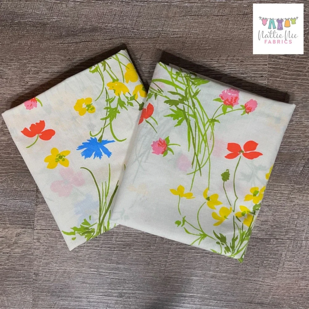 Vintage pair of pillowcases,‎ colorful bold floral, Fieldcrest Perfection